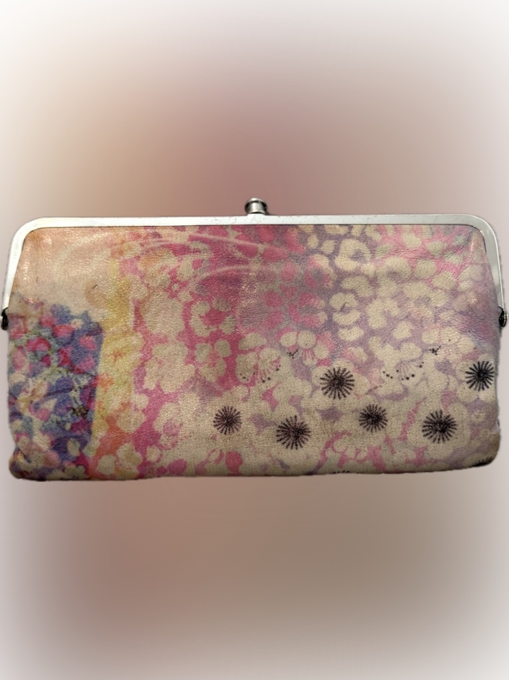 HOBO Enchanted Floral Leather Double Frame Clutch Wallet